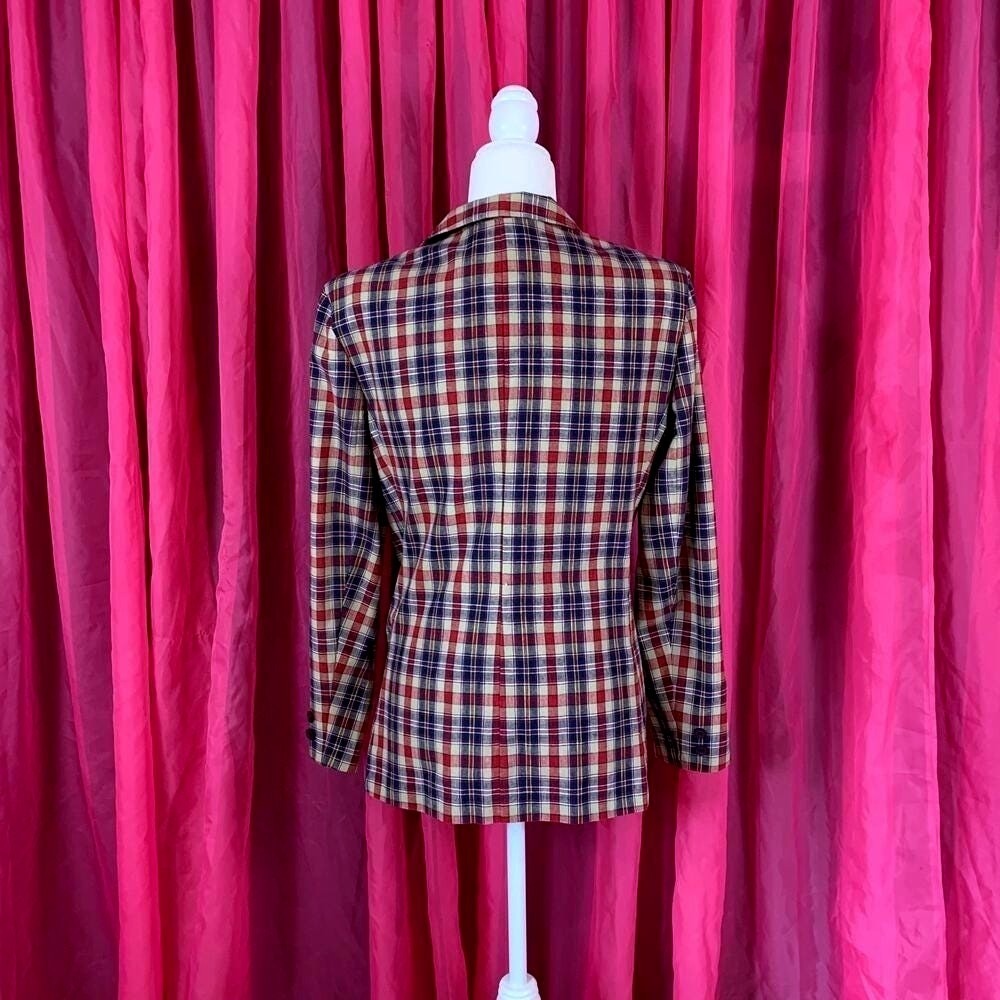 Vintage 70s Cricket Lane plaid double button blazer Jacket, med - L - Picture 3 of 8